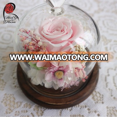 Hot sell grade A+ preserved roses in glass dome